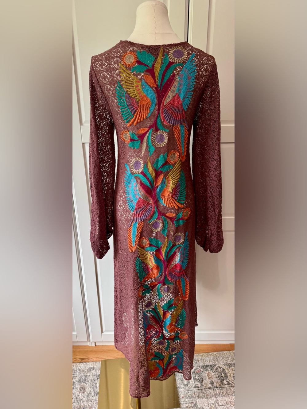 Judith March Bohemian Bird Embroidered Long‎ Duster in Size Small (runs large)